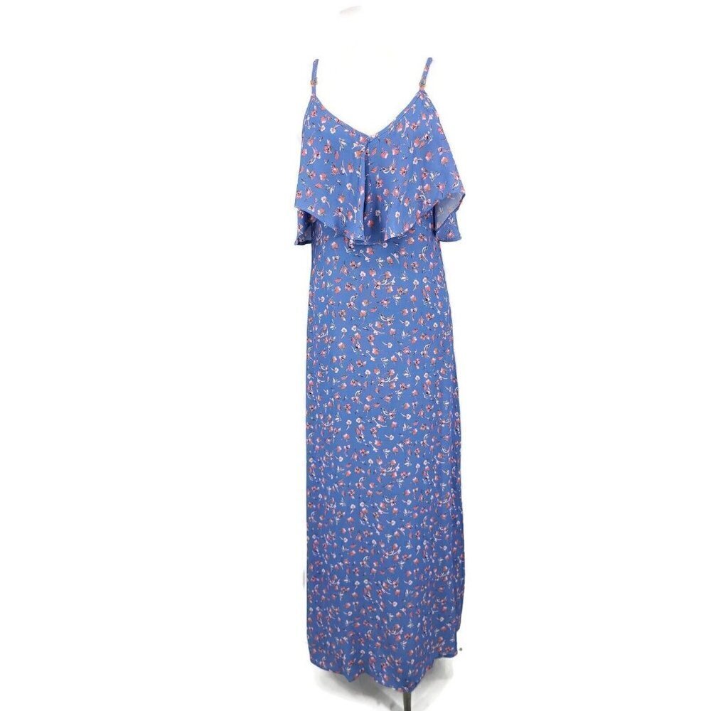 New Flynn Skye Dreamy Maxi Dress Womens Small Falling Flora Blue Floral Rayon